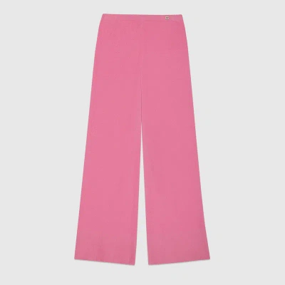 Gucci Viscose Pant With Crystal G In Pink