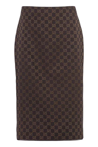 Gucci Viscose Skirt In Brown