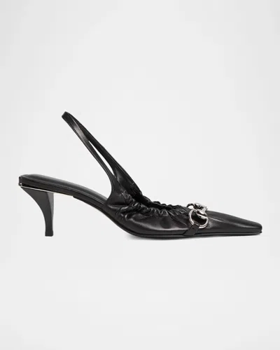 Gucci Vittoria 55mm Slingback Kitten Heel Pumps In 1000 Black