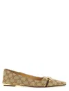 Gucci Vittoria Horsebit-detail Gg-pattern Ballet Flats In Neutral