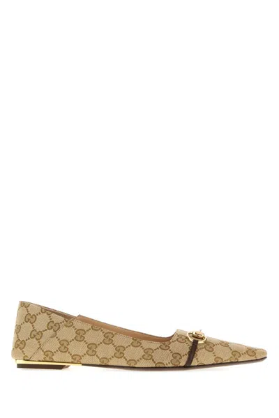 Gucci Vittoria Flat In Beige