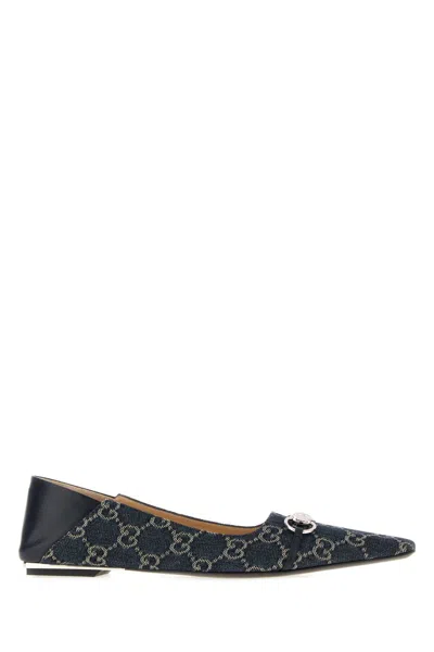 Gucci Vittoria Flat In Blue