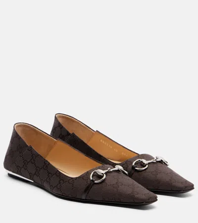 Gucci Vittoria Gg Canvas Ballet Flats In Brown