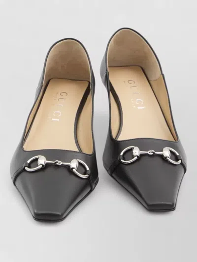 Gucci Vittoria Leather Cone Heel Pumps In Black