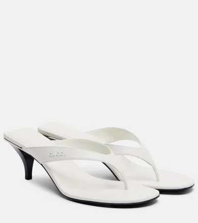 Gucci Vittoria Leather Thong Sandals In White