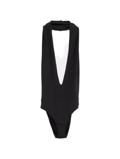 Gucci V-neck Bodysuit In Black