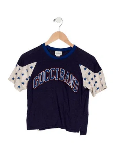 Pre-owned Gucci Kids' V-neck Graphic T-shirt In Blue/neutrals