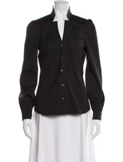 Pre-owned Gucci V-neck Long Sleeve Blouse In Black