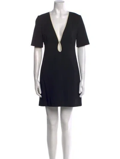 Pre-owned Gucci V-neck Mini Dress In Black
