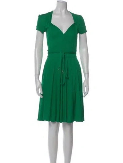 Pre-owned Gucci V-neck Mini Dress In Green