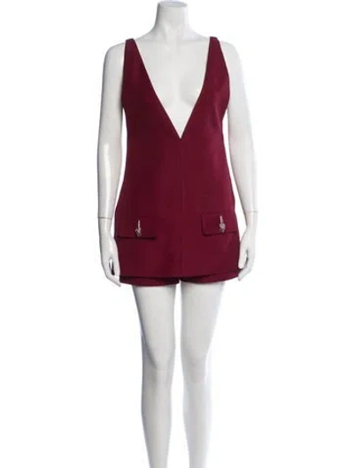 Pre-owned Gucci V-neck Romper In Red