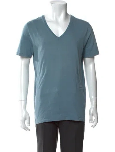 Pre-owned Gucci V-neck Short Sleeve T-shirt In Blue