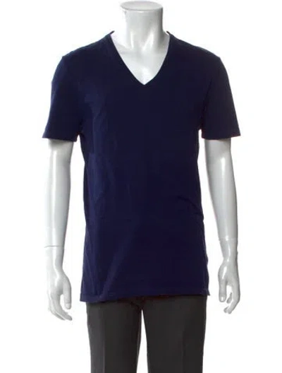 Pre-owned Gucci V-neck Short Sleeve T-shirt In Blue