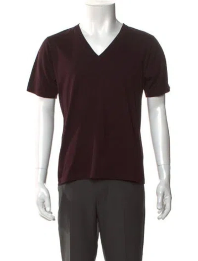 Pre-owned Gucci V-neck Short Sleeve T-shirt In Brown