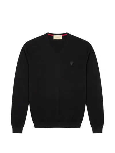 Gucci V-neck Sweater In Black