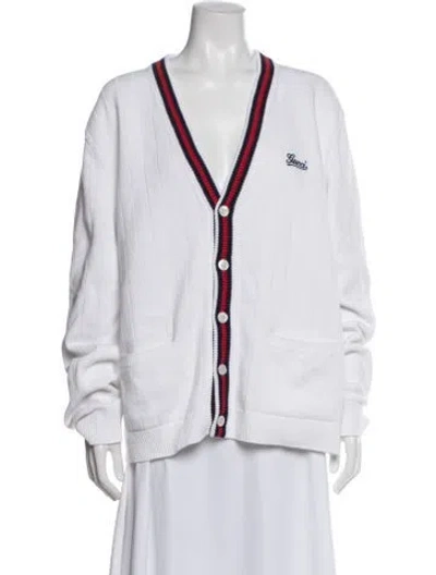 Pre-owned Gucci V-neck Sweater In White