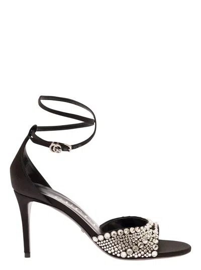 Gucci W Ilse 85 Sandal Silk W/cryst In Multicolor