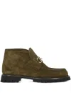Gucci Sylke Suede Horsebit Booties In Green