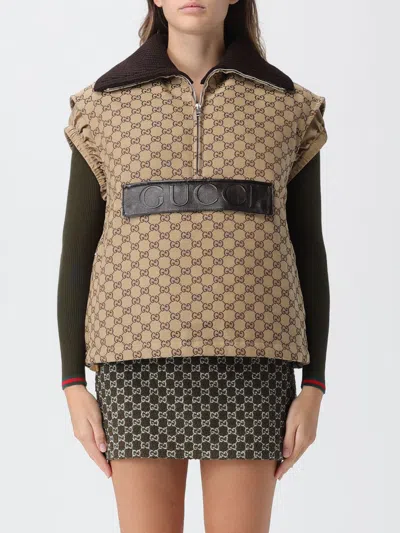 Gucci Waistcoat Woman Camel In Brown