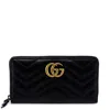 Gucci Gg Marmont Matelasse Leather Zip Around Wallet In Black