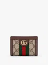 Gucci Gg Supreme Fabric Ophidia Wallet Tricolor Stripe In Brown
