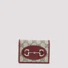 Gucci Compact Wallet With Signature Logo Pattern In Ebony Rosso Ancora