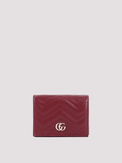 Gucci Gg Marmont Rosso Ancora Card Holder Women In Red