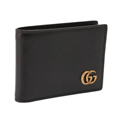 Pre-owned Gucci Wallet Men Bifold Gg Marmont Leather 428727 Dj20t 1000 Black