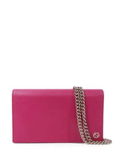 Pre-owned Gucci Wallet On Chain Calfskin Shoulder Bag In Pink