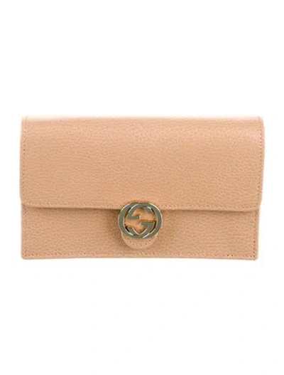 Pre-owned Gucci Wallet On Chain Interlocking G Logo Wallet W/ Tags In Neutral