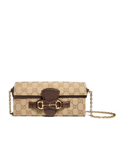 Gucci Wallet On Chain With Horsebit In Nude