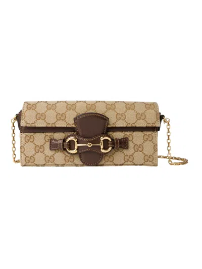 Gucci Wallet With Chain And Clip In Brown