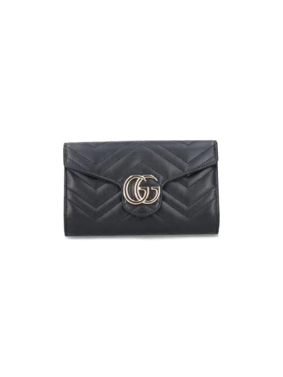 Gucci Wallet With Chain "gg Marmont" In Black