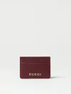 Gucci Anchor Leather Textured Card Case In Burgundy