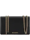 Gucci Chain Wallet Gold-tone Strap In Black