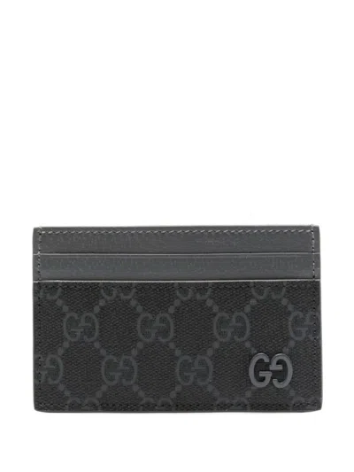 Gucci Gg Supreme Leather Cardholder In Grau