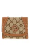 Gucci Blondie Gg Canvas Card Case In Beige Ebony