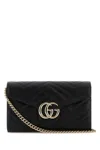 Gucci Black Leather Gg Marmont Wallet In Black