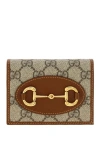 Gucci Women Beige Wallet With Metal Buckle On The Front And All-over Gg Motif In Fabric Woman In Brown
