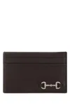 Gucci Men Brown Card Holder With Horsebit On The Front In Leather Man In Brown