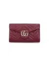 Gucci Marmont Wallet Chain Chevron Pattern Flap In Burgundy