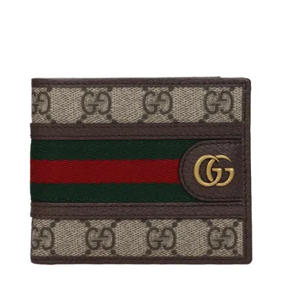 Gucci Wallets Men Fabric Beige/ebano