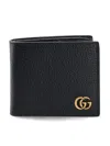 Gucci Black Bi-fold Wallet With Gg Marmont Logo In Hammered Leather Man In Mwl(171m)m Gg Marm. Dollar P
