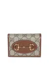 Gucci Horsebit 1955 Gg Beige Card Holder In Neutral