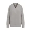 GUCCI WARM GREY RIBBED WOOL-CASHMERE SWEATER