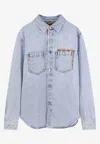 Gucci Faded Denim Shirt With Gg Insert Men In Blue