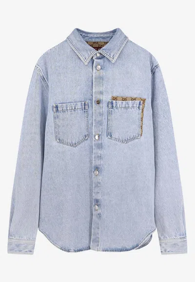 GUCCI WASHED DENIM BUTTONED SHIRT
