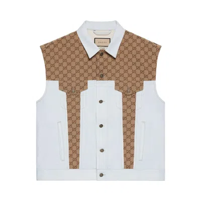 Pre-owned Gucci Washed Organic Denim Vest 'light Blue' | Men's Size 44