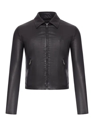 Gucci Washed Stretch Nappa Leather Jacket In Black