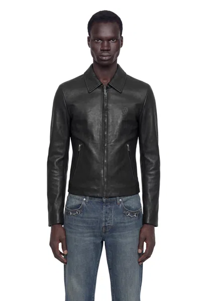 Gucci Washed Stretch Nappa Leather Jacket In Black